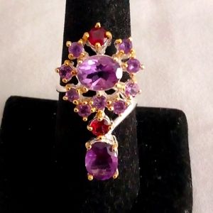 Lovely custom crafted natural amethyst designer cocktail ring Size 7.75 💜